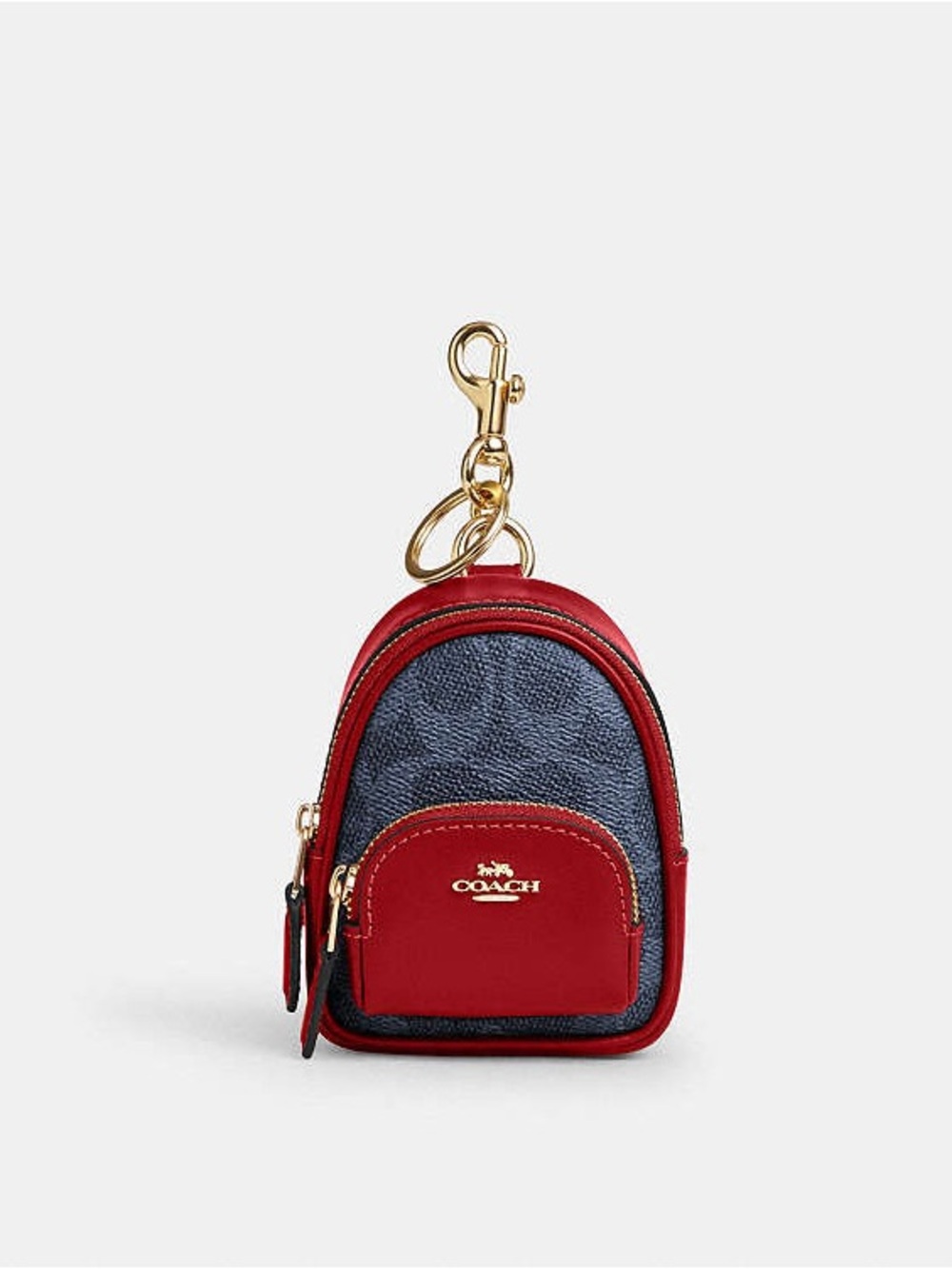 Coach Red and Blue Signature Canvas Mini Court Backpack Keychain Bag Charm